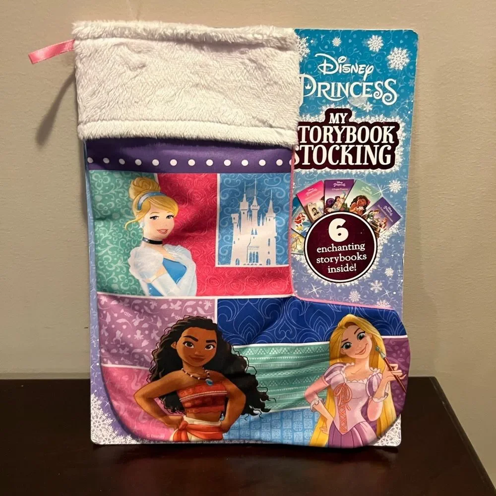 Disney Princess My Keepsake Storybook Stocking w/ 6 enchanting Books Inside New